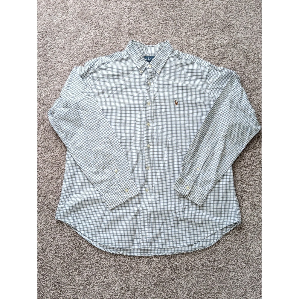 Polo Ralph Lauren Tattersall Oxford Shirt Large Long Sleeve Mens XXL Flesh Pony